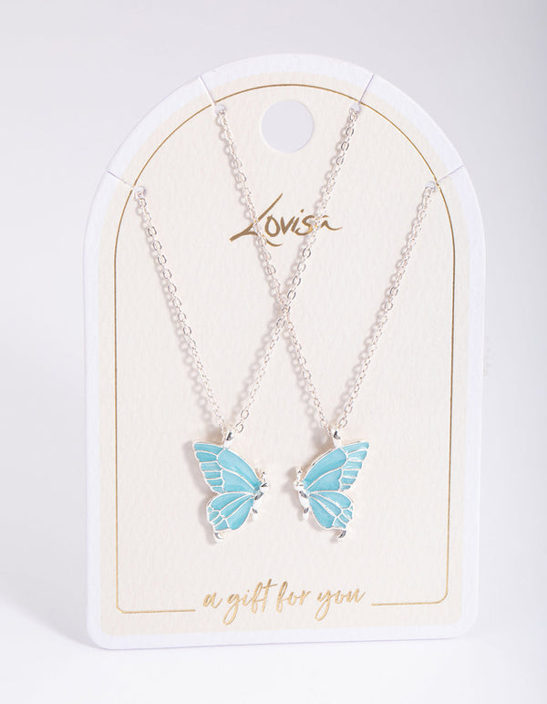 Silver Best Friend Butterfly Necklace Pack